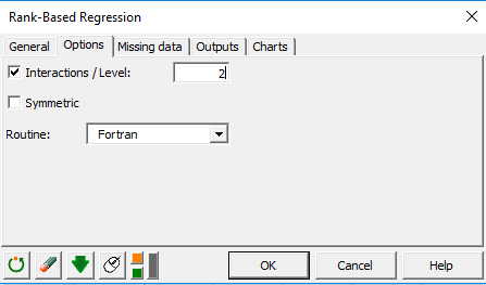 XLSTAT-R Rank-Based Regression, Options tab