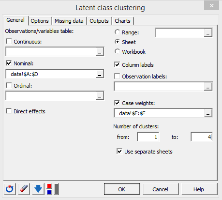 lg cluster dialog box filled