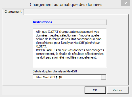 XLSTAT MaxDiff Popup