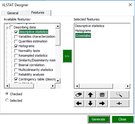 XLSTAT Designer Crosstabs 2