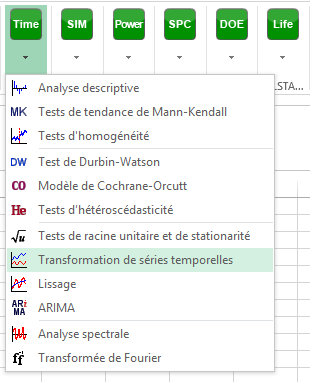 time series menu transformation