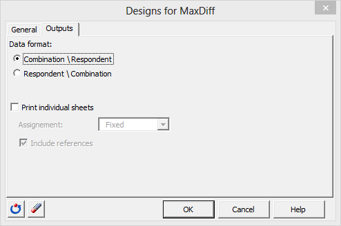 XLSTAT Designs for MaxDiff outputs tab