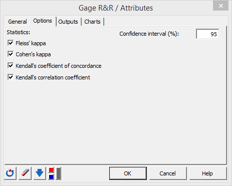 XLSTAT statistical software for Excel Gage R&amp;R for attributes dialog box 2