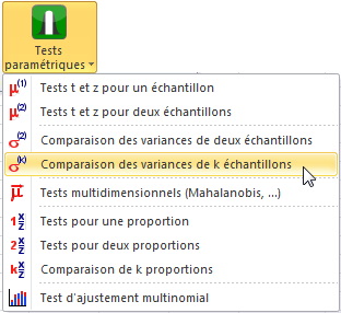 Test de comparaison des variances de k échantillons - Bartlett et Levene: Menu Test de comparaison des variances de k échantillons - Bartlett et Levene: Menu