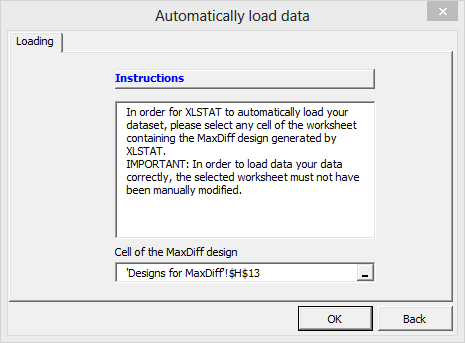 XLSTAT MaxDiff pop up message