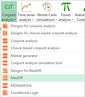 XLSTAT CJT menu MaxDiff Analysis
