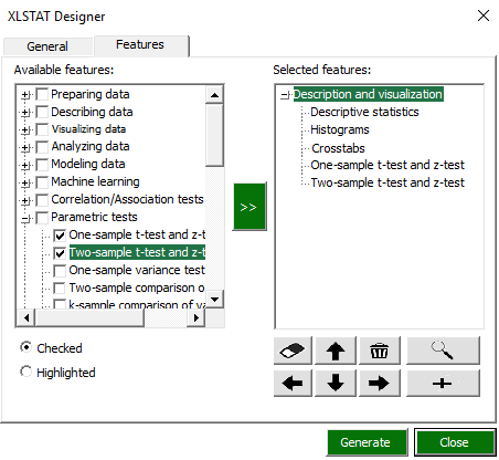 XLSTAT Designer screenshot