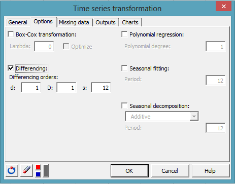 time series transformation dialog box 4