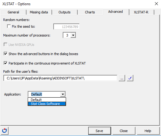 XLSTAT Designer XLSTAT Options