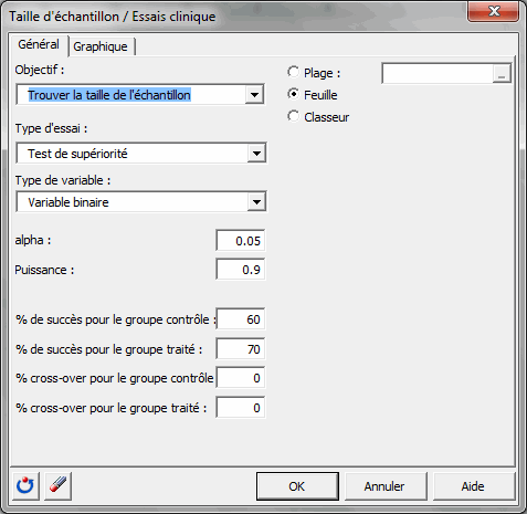 boite dialogue taille échantillon essai clinique supériorité