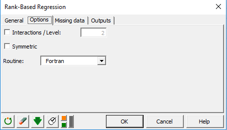 XLSTAT-R Rank-Based Regression setting up the Options tab