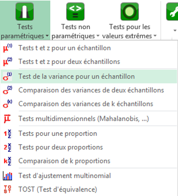 xlstat parametric tests menu