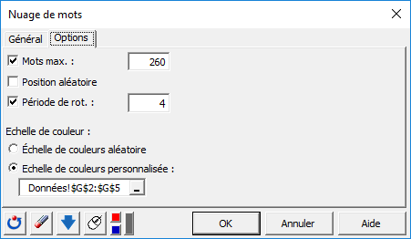 Nuage de mots boîte de dialogue dans XLSTAT