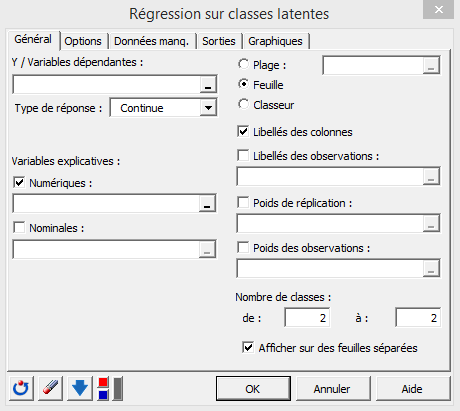 lg regression dialog box empty