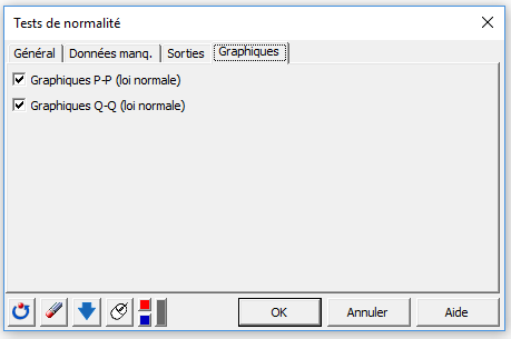 XLSTAT boîte de dialogue des tests de normalité (onglet graphiques)