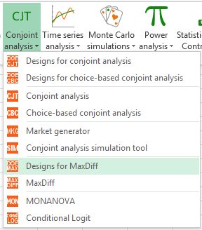 XLSTAT CJT menu MaxDiff