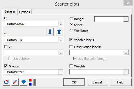 Scatter plot general tab