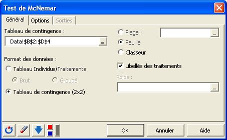 dialog box McNemar